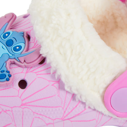 Girls Disney Stitch Clogs Borg Fleece Fur Lined with Charms Slippers House Shoes