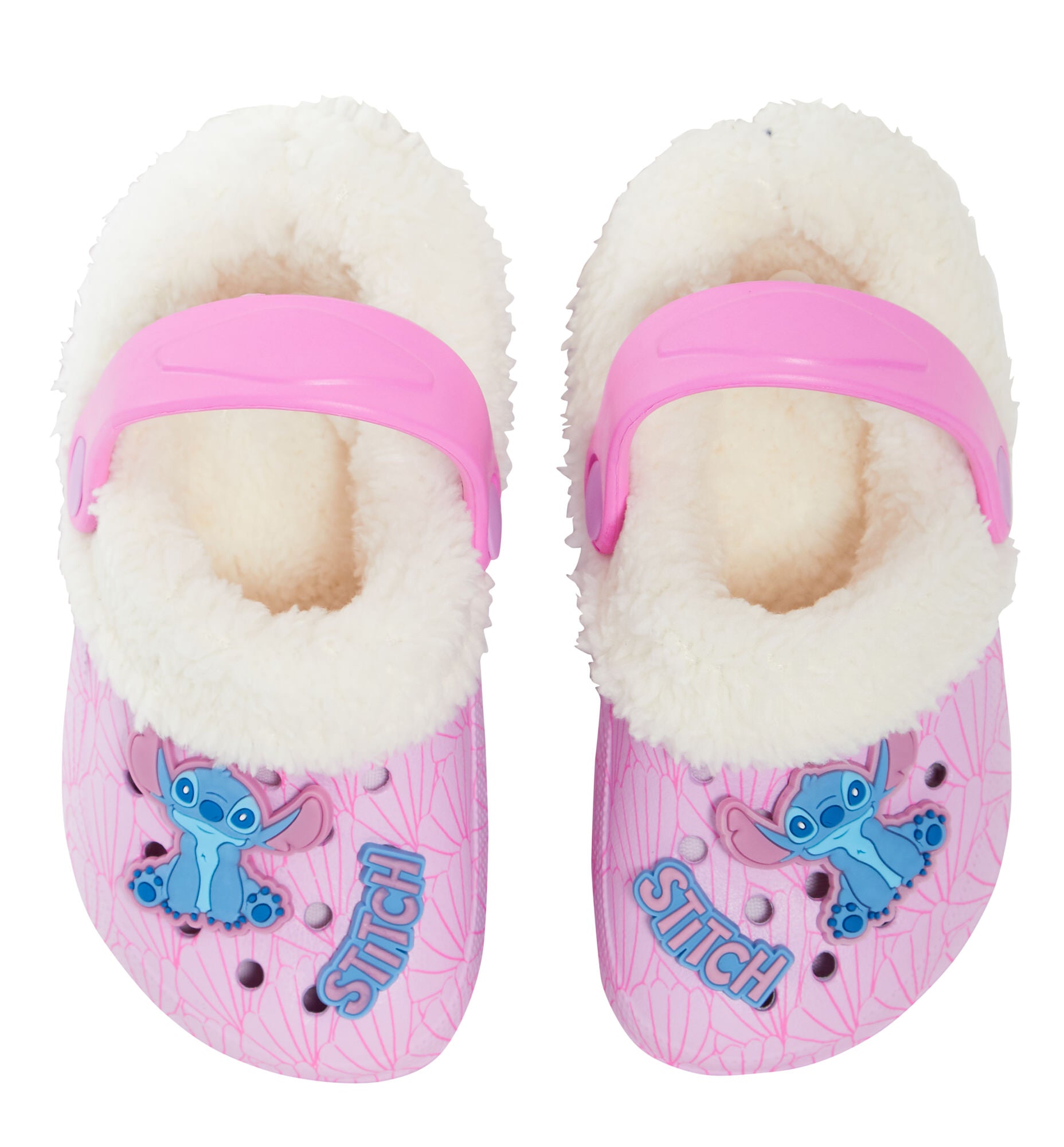 Girls Disney Stitch Clogs Borg Fleece Fur Lined with Charms Slippers House Shoes