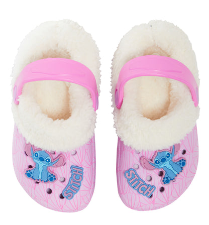 Girls Disney Stitch Clogs Borg Fleece Fur Lined with Charms Slippers House Shoes