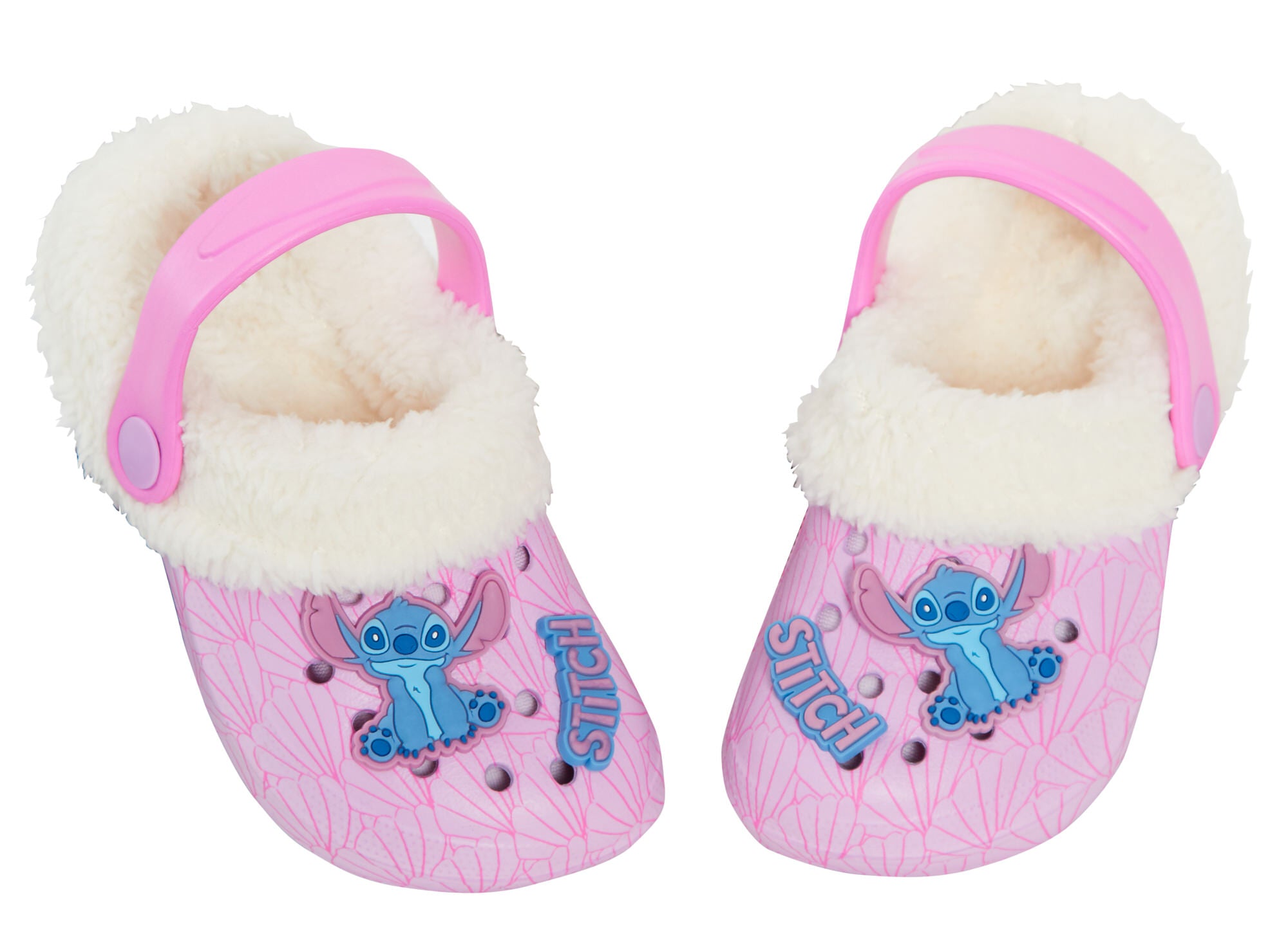 Girls Disney Stitch Clogs Borg Fleece Fur Lined with Charms Slippers House Shoes
