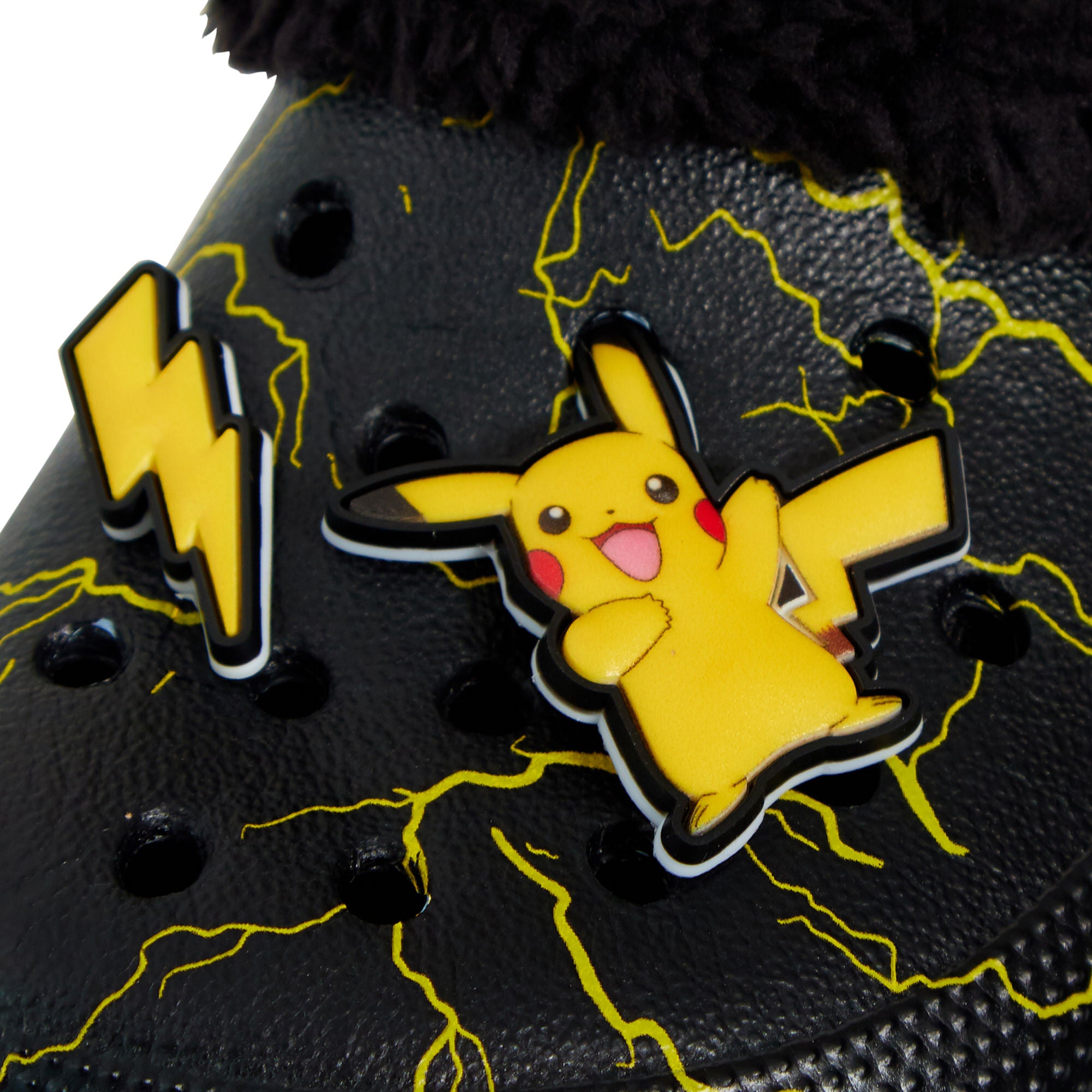 Pokemon Pikachu Clogs Borg Fur Fleece Lined with Charms Slippers House Shoes