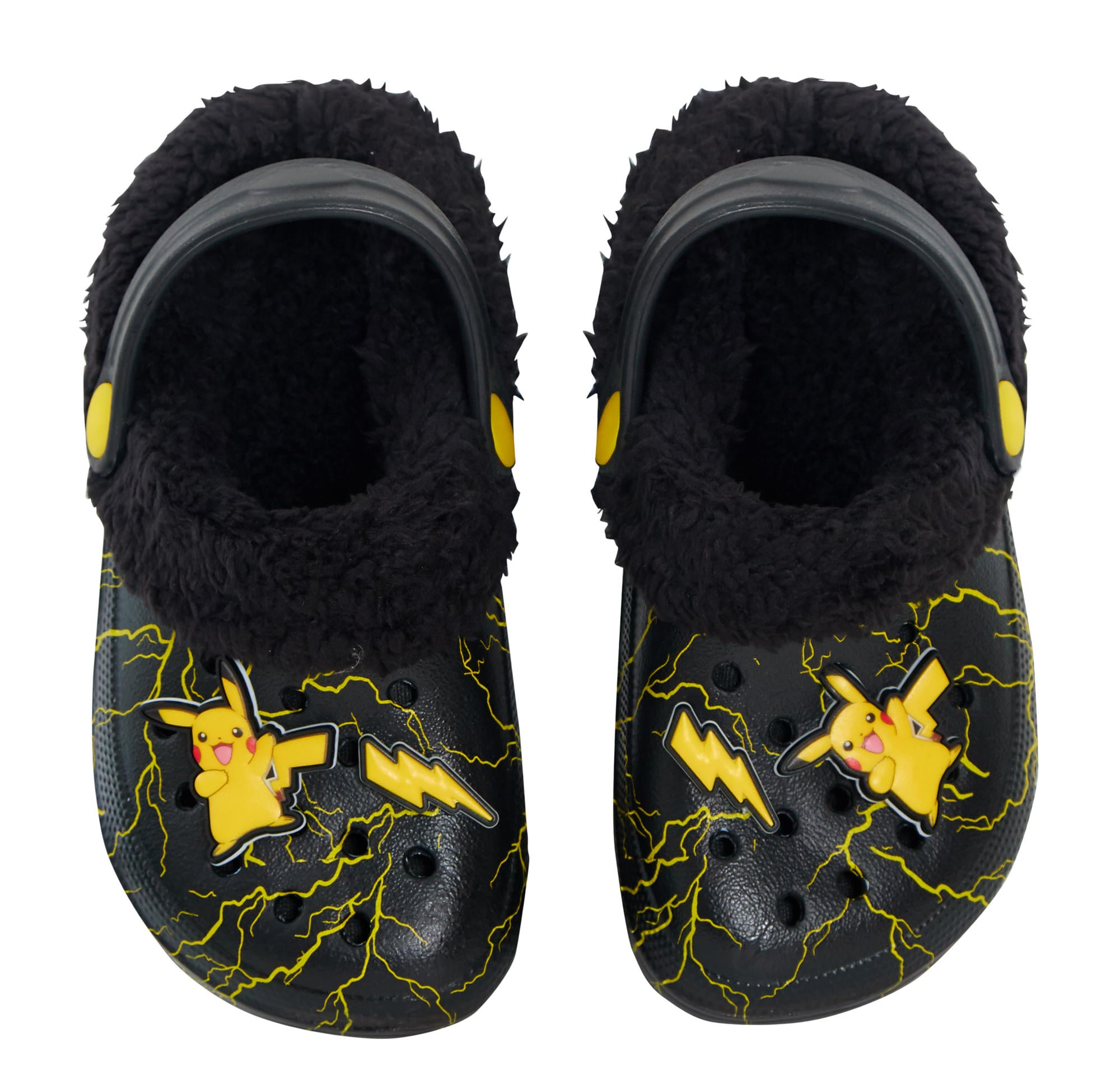 Pokemon Pikachu Clogs Borg Fur Fleece Lined with Charms Slippers House Shoes
