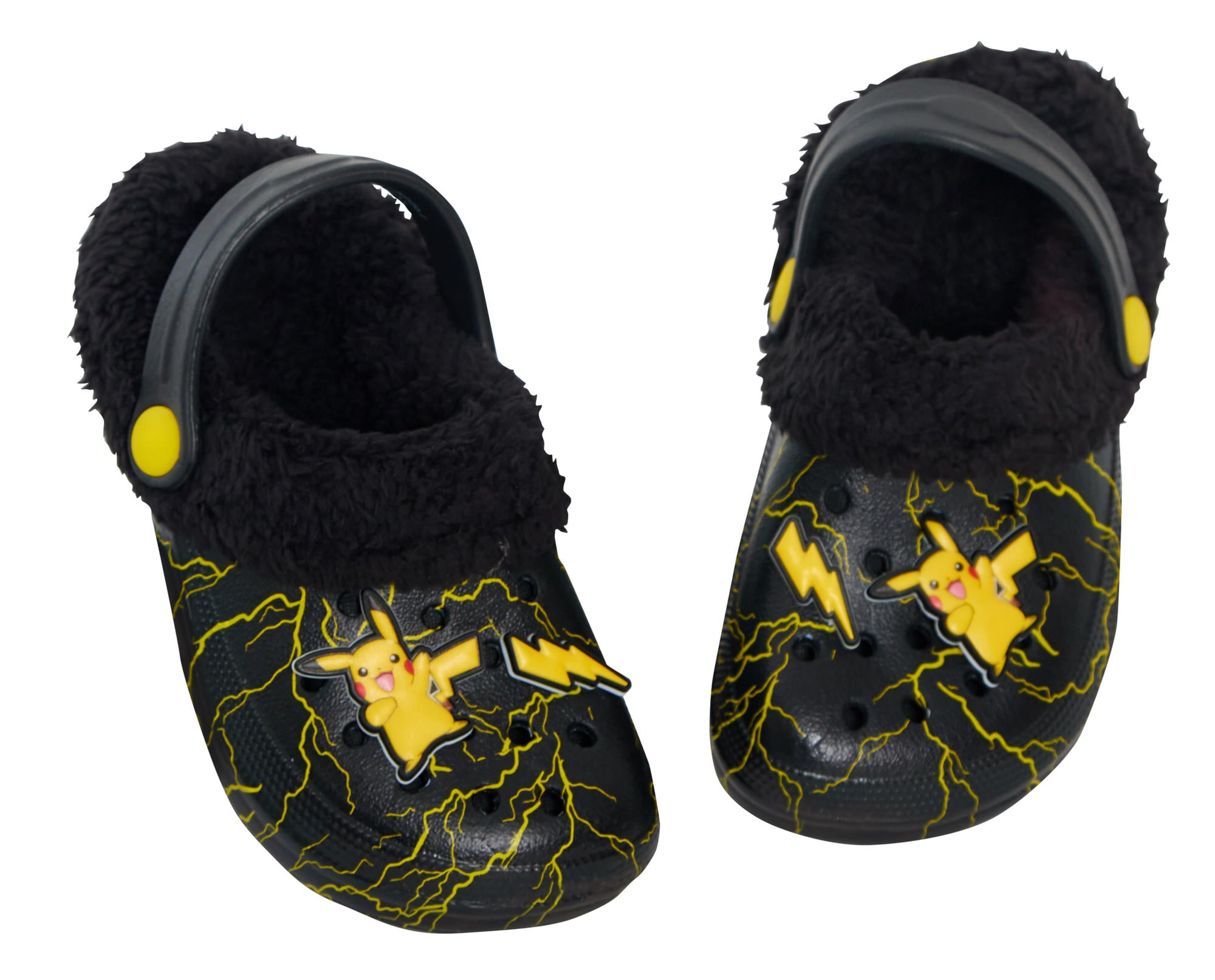 Pokemon Pikachu Clogs Borg Fur Fleece Lined with Charms Slippers House Shoes