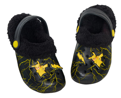 Pokemon Pikachu Clogs Borg Fur Fleece Lined with Charms Slippers House Shoes