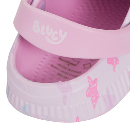 Girls Pink Bluey Clogs Sandals + Charms Badges Kids Summer Sliders Beach Shoes