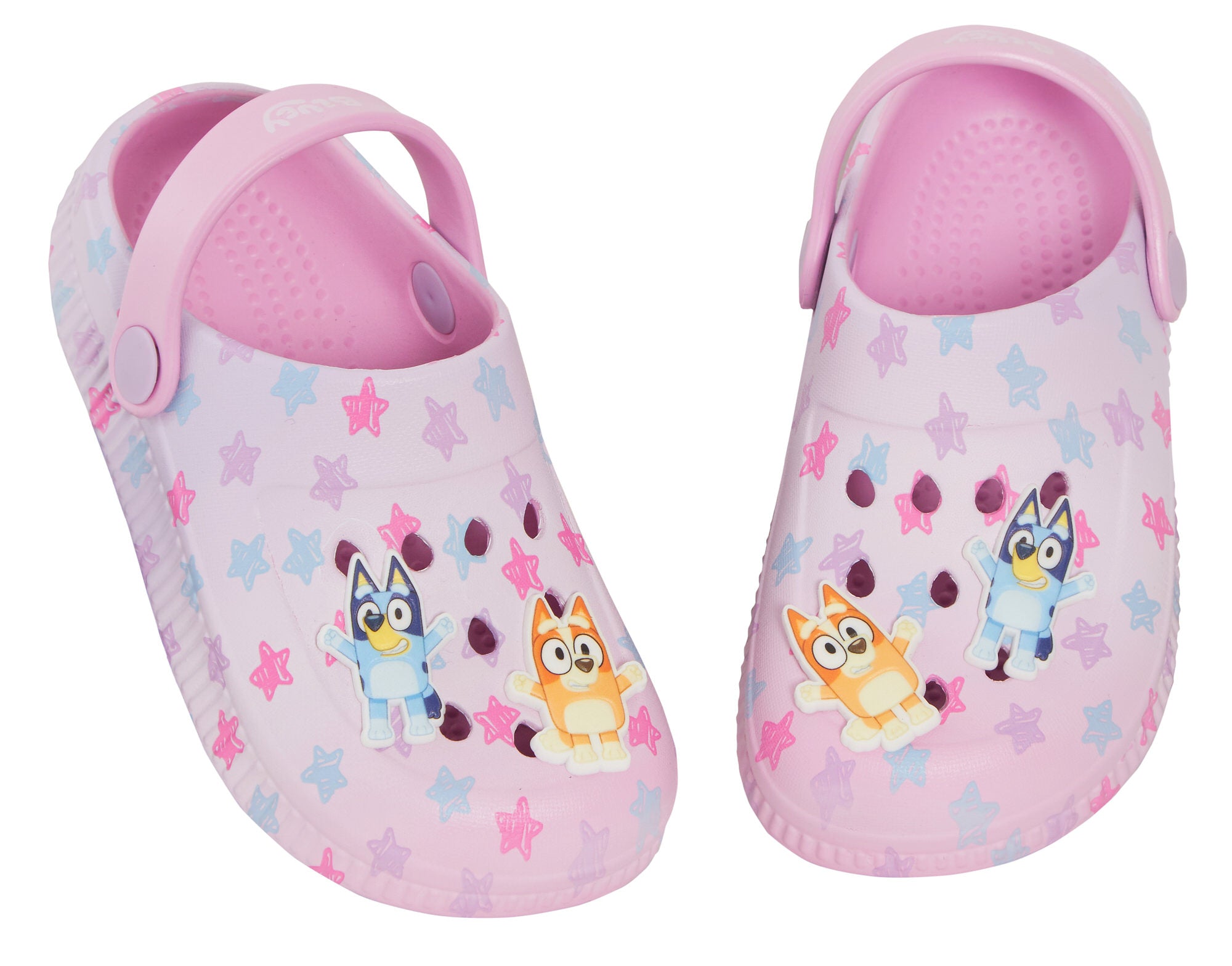 Girls Pink Bluey Clogs Sandals + Charms Badges Kids Summer Sliders Beach Shoes