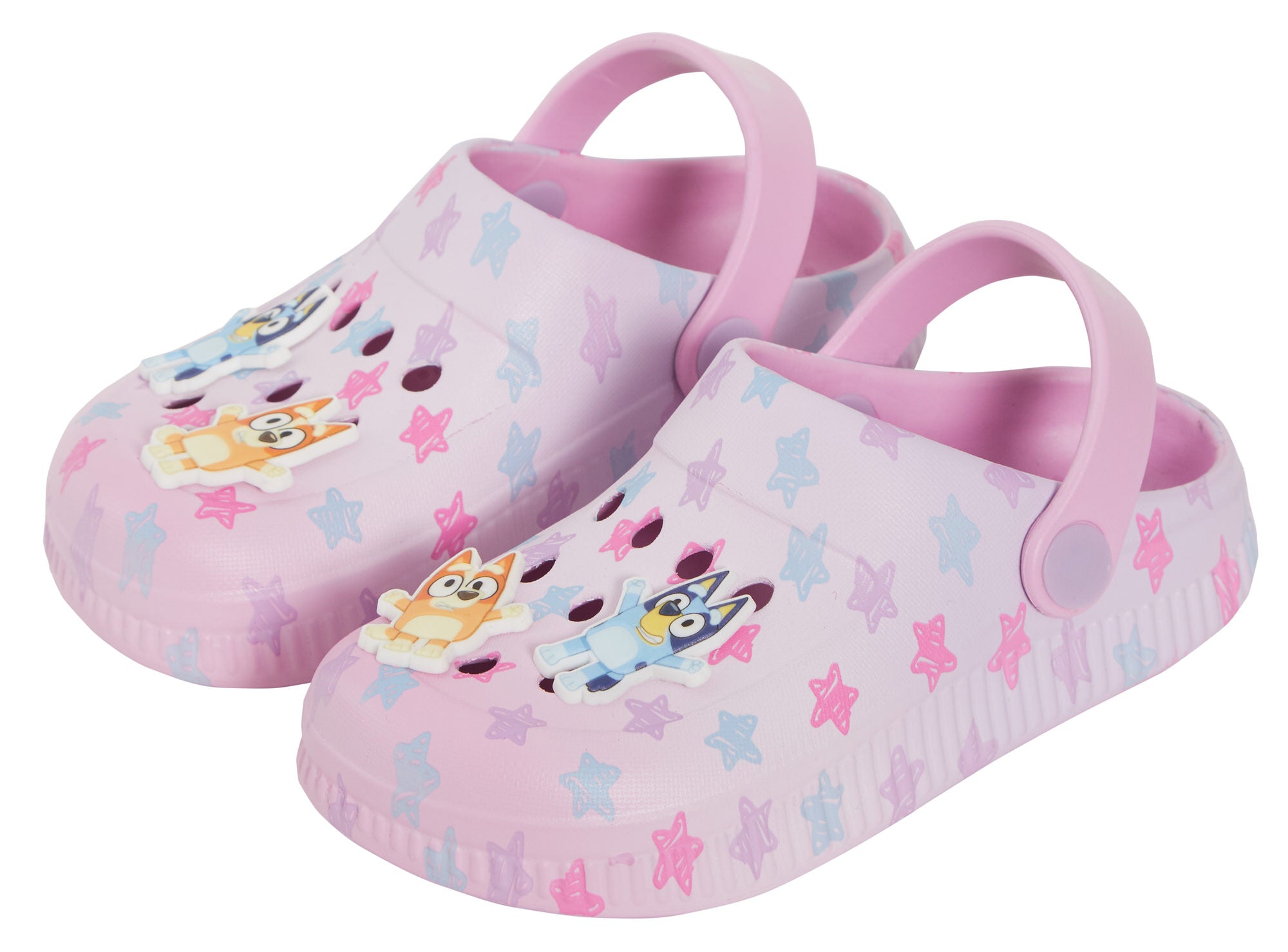 Girls Pink Bluey Clogs Sandals + Charms Badges Kids Summer Sliders Beach Shoes