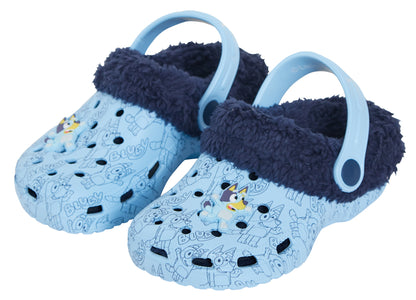 Boys Girls Bluey Clogs with Borg Fur Fleece Lined + Charms Slippers House Shoes
