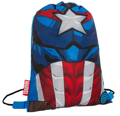 Boys Marvel Captain America Drawstring Gym Bag Avengers Sports Swimming PE Kit