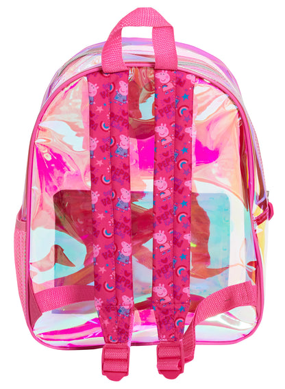 Peppa Pig Transparent Backpack Girls Swim Bag Kids Clear Wipeable Nursery Bag