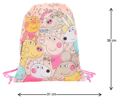 Peppa Pig Drawstring Gym Bag Girls Trainer Swim Bag Kids School Nursery Backpack