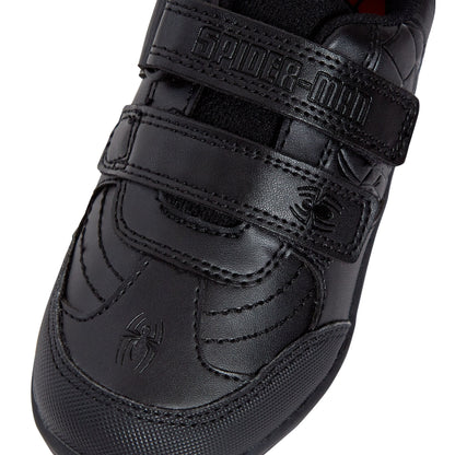 Spiderman Boys School Shoes For Kids Black Trainers Shoes Easy Touch Fastening
