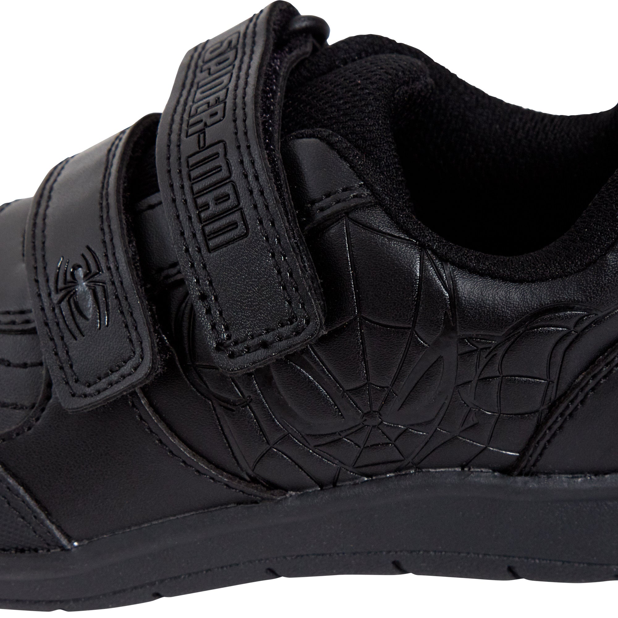 Spiderman Boys School Shoes For Kids Black Trainers Shoes Easy Touch Fastening