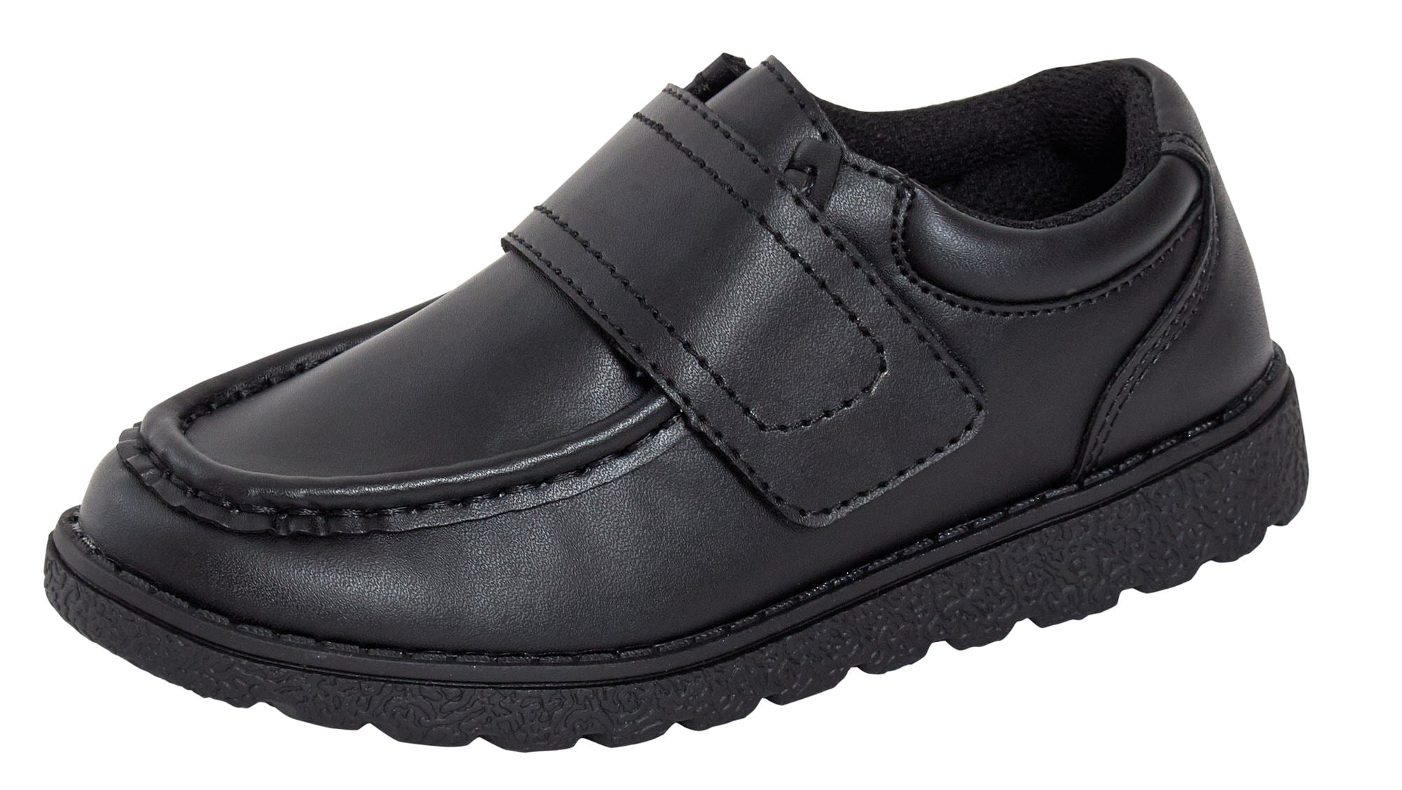 Boys School Shoes For Kids Easy Touch Fasten Hard Wearing Black Formal Shoes