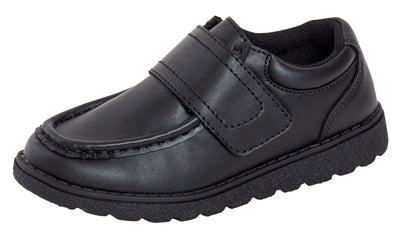 Boys School Shoes For Kids Easy Touch Fasten Hard Wearing Black Formal Shoes