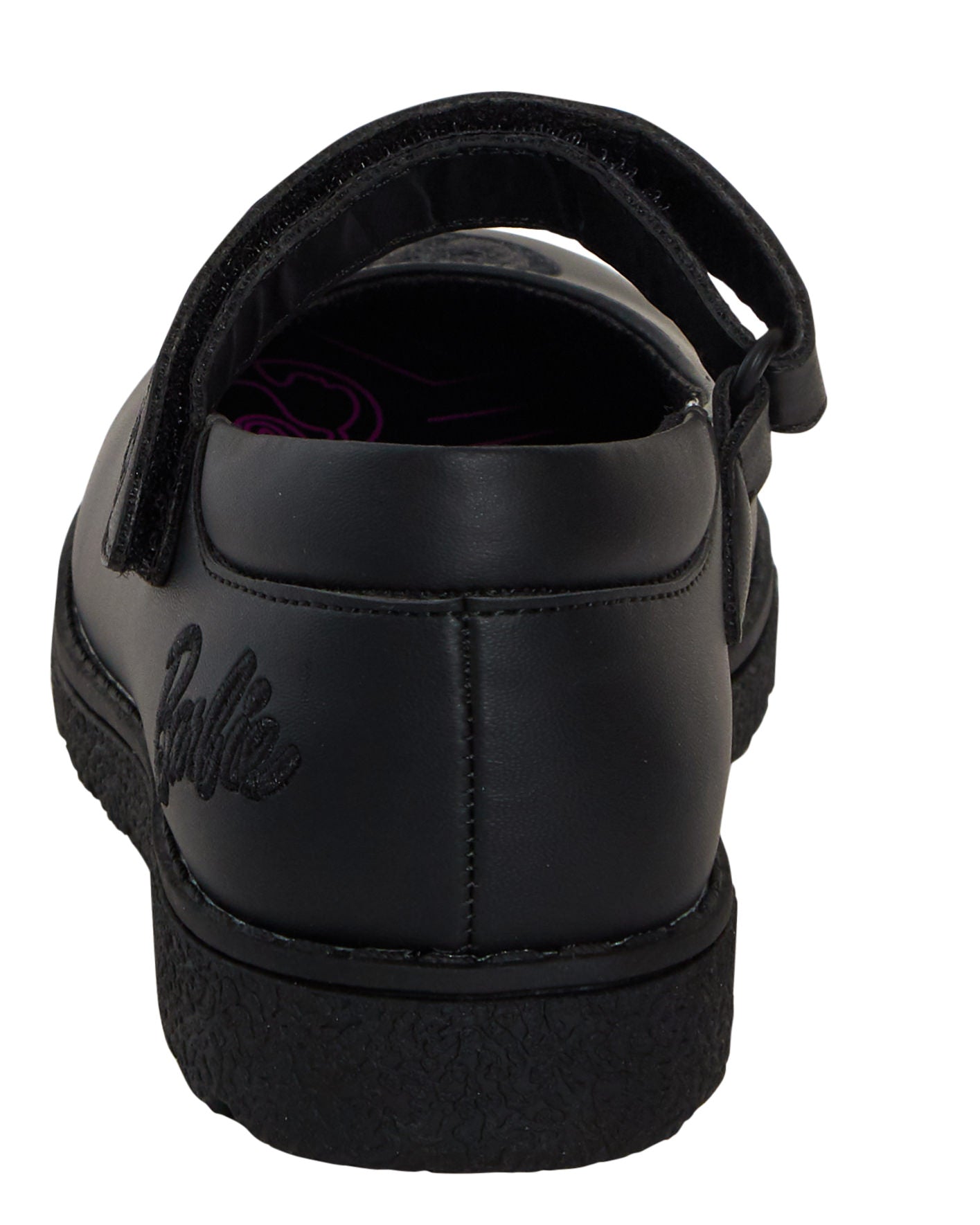Girls Barbie School Shoes Kids Chunky Sole Strong Black Easy Fasten Loafer Shoes