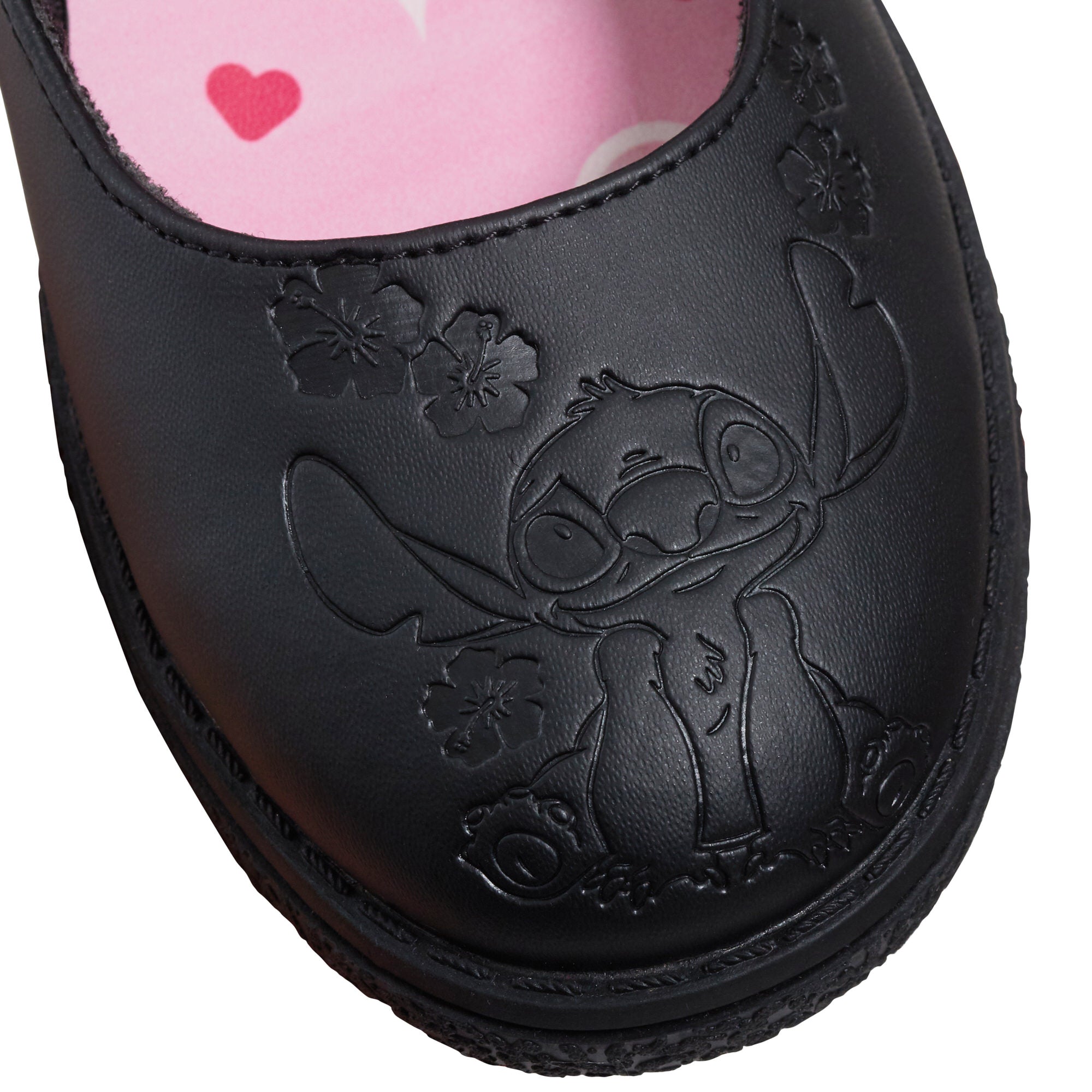 Girls Disney Stitch School Shoes Kids Chunky Sole Strong Black Easy Fasten Shoes