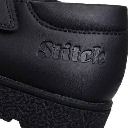 Girls Disney Stitch School Shoes Kids Chunky Sole Strong Black Easy Fasten Shoes