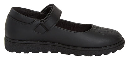 Girls Disney Stitch School Shoes Kids Chunky Sole Strong Black Easy Fasten Shoes