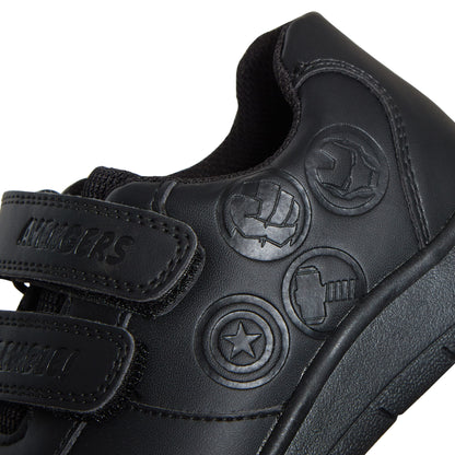 Marvel Avengers Boys School Shoes Kids Black Trainers Shoes Easy Touch Fastening
