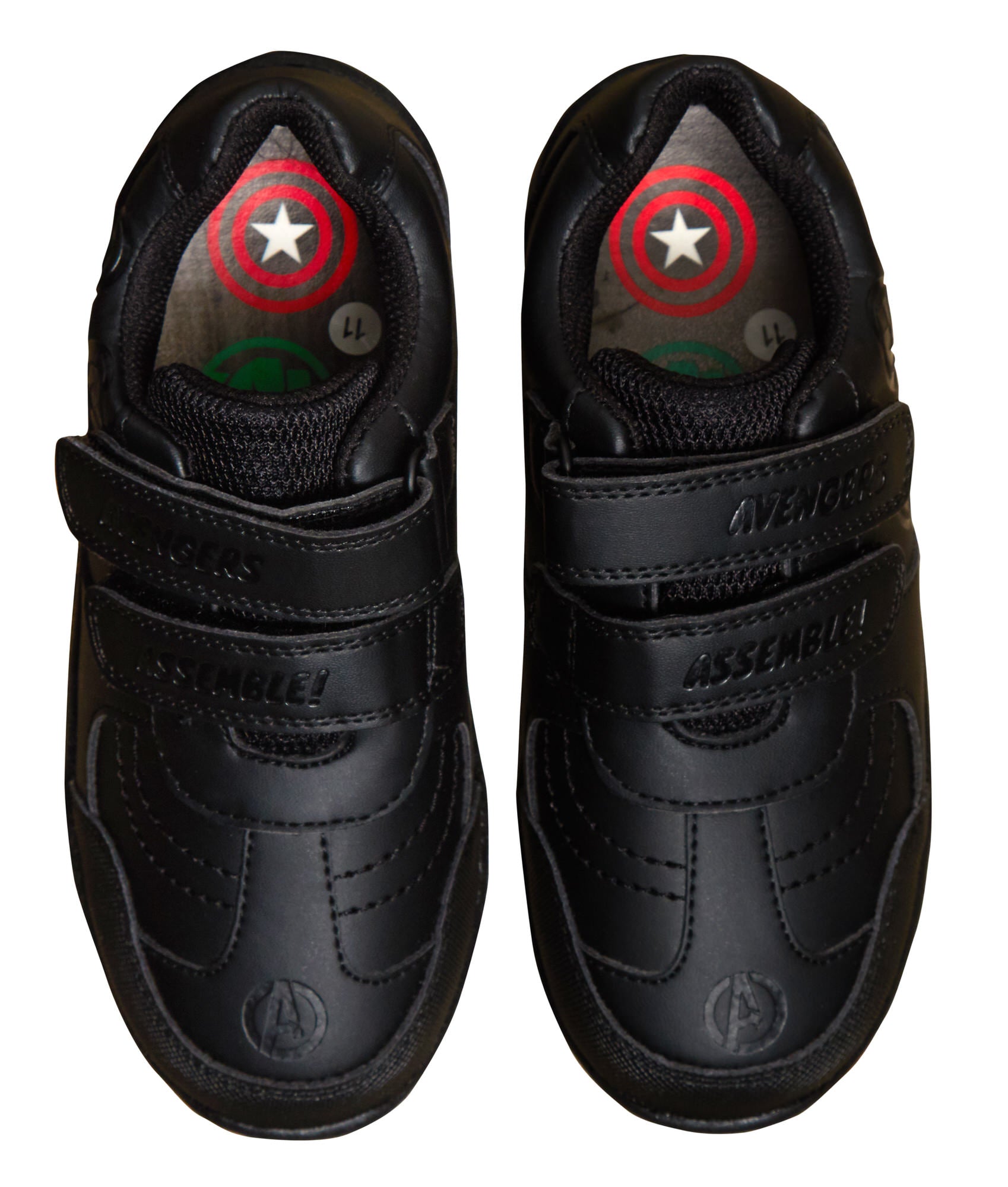 Marvel Avengers Boys School Shoes Kids Black Trainers Shoes Easy Touch Fastening