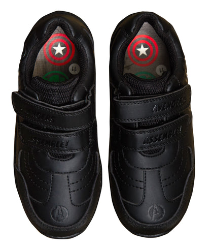 Marvel Avengers Boys School Shoes Kids Black Trainers Shoes Easy Touch Fastening
