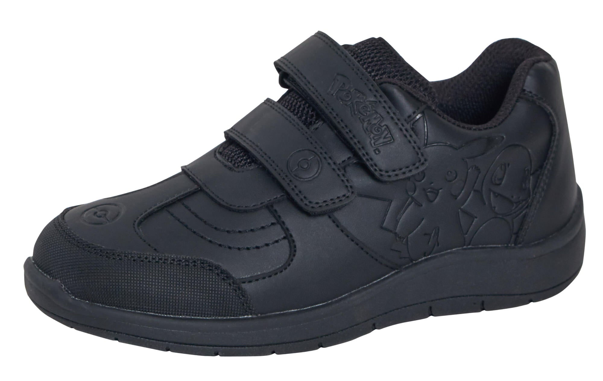 Pokemon Boys School Shoes Pikachu Black Trainers Shoes Easy Touch Fastening