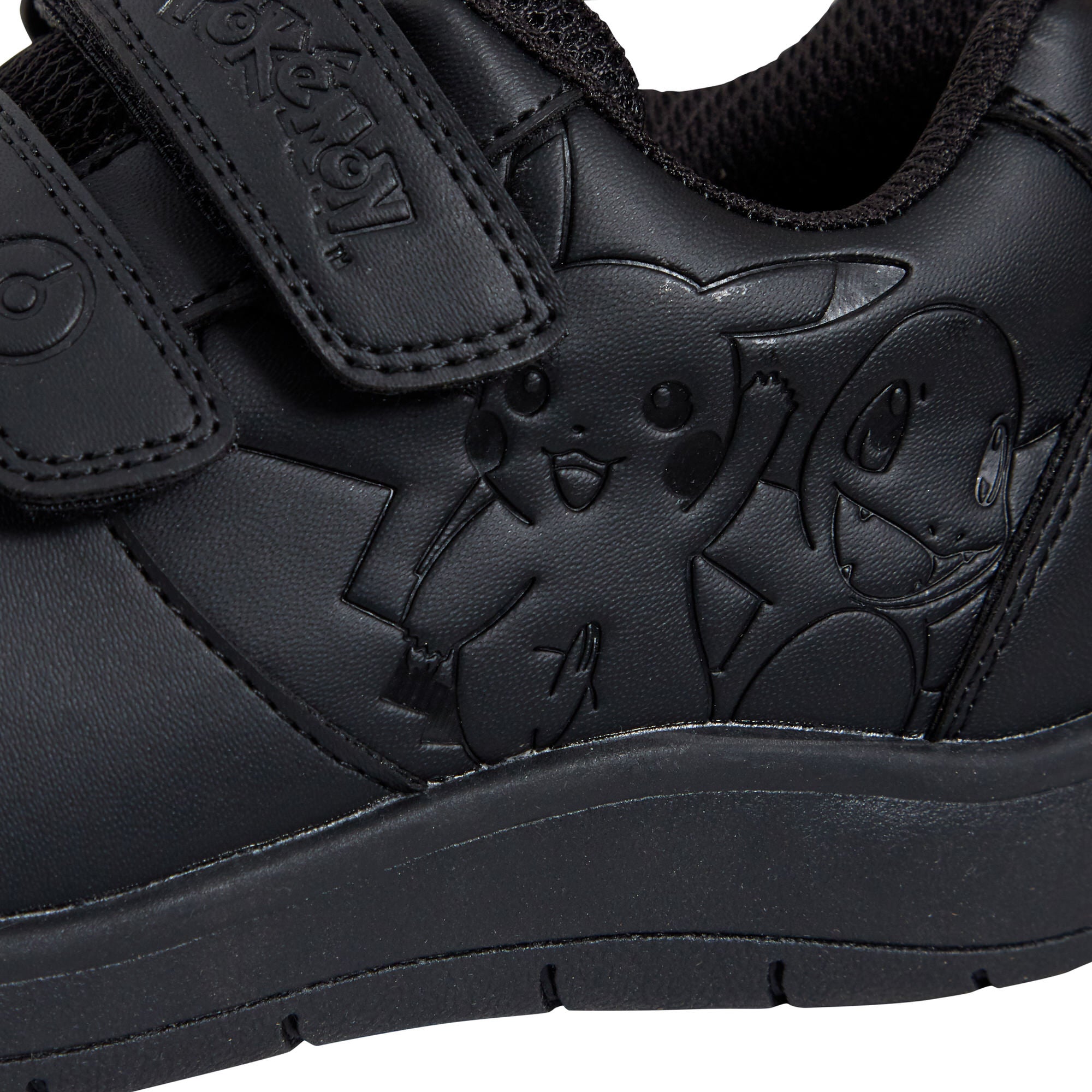 Pokemon Boys School Shoes Pikachu Black Trainers Shoes Easy Touch Fastening