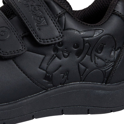 Pokemon Boys School Shoes Pikachu Black Trainers Shoes Easy Touch Fastening