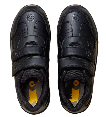 Pokemon Boys School Shoes Pikachu Black Trainers Shoes Easy Touch Fastening