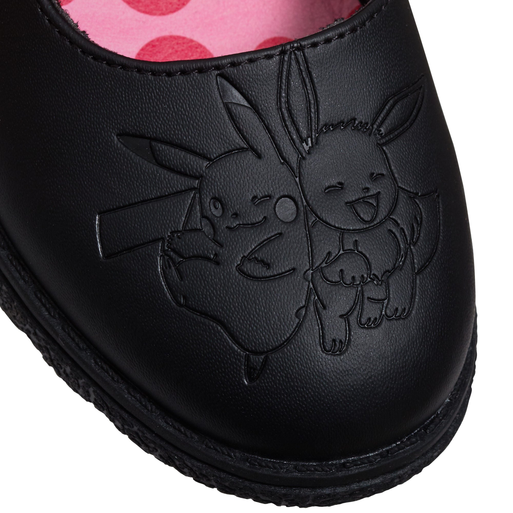 Pokemon Girls School Shoes For Kids Pikachu Eevee Black Chunky Strong Sole Shoes