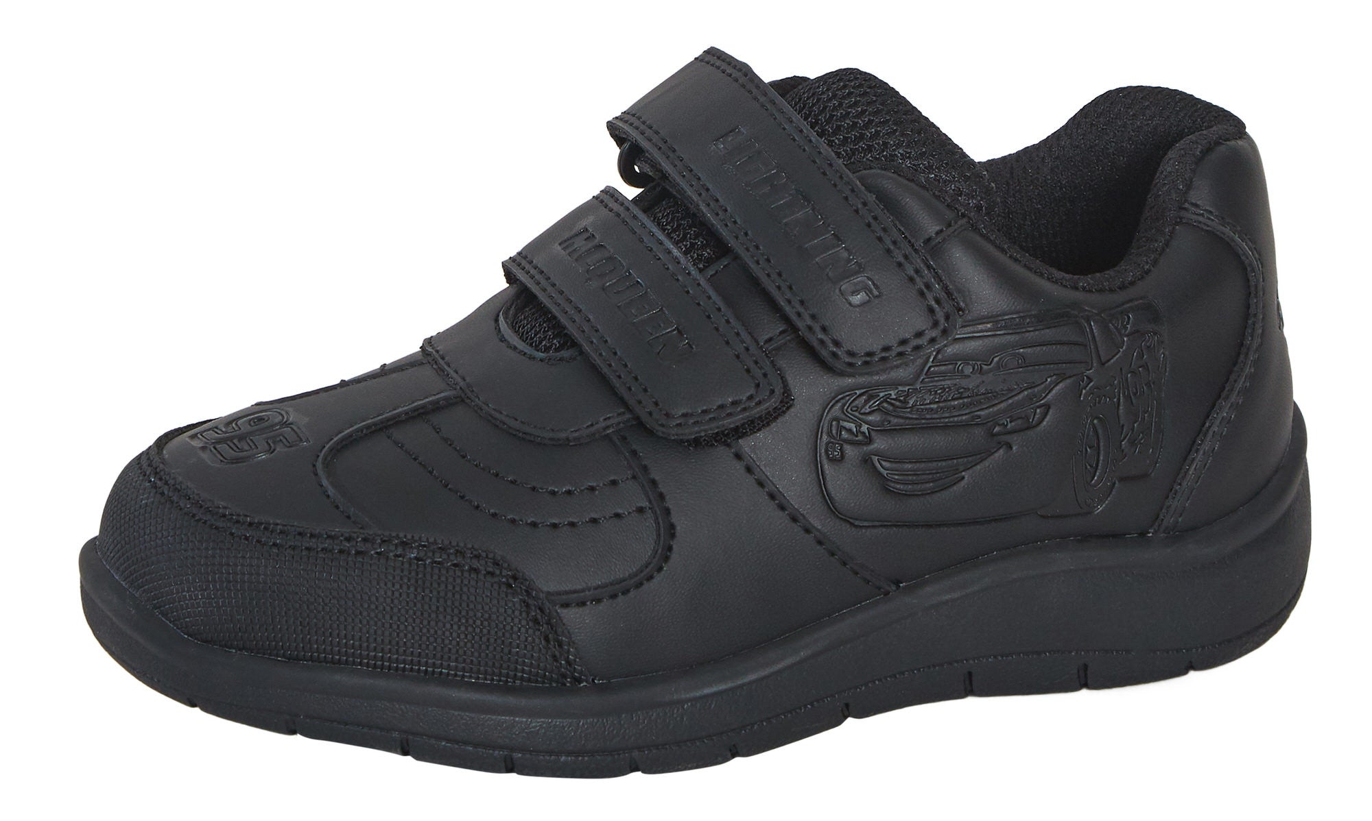 Disney Cars Boys School Shoes Lightning McQueen Black Shoes Easy Touch Fastening