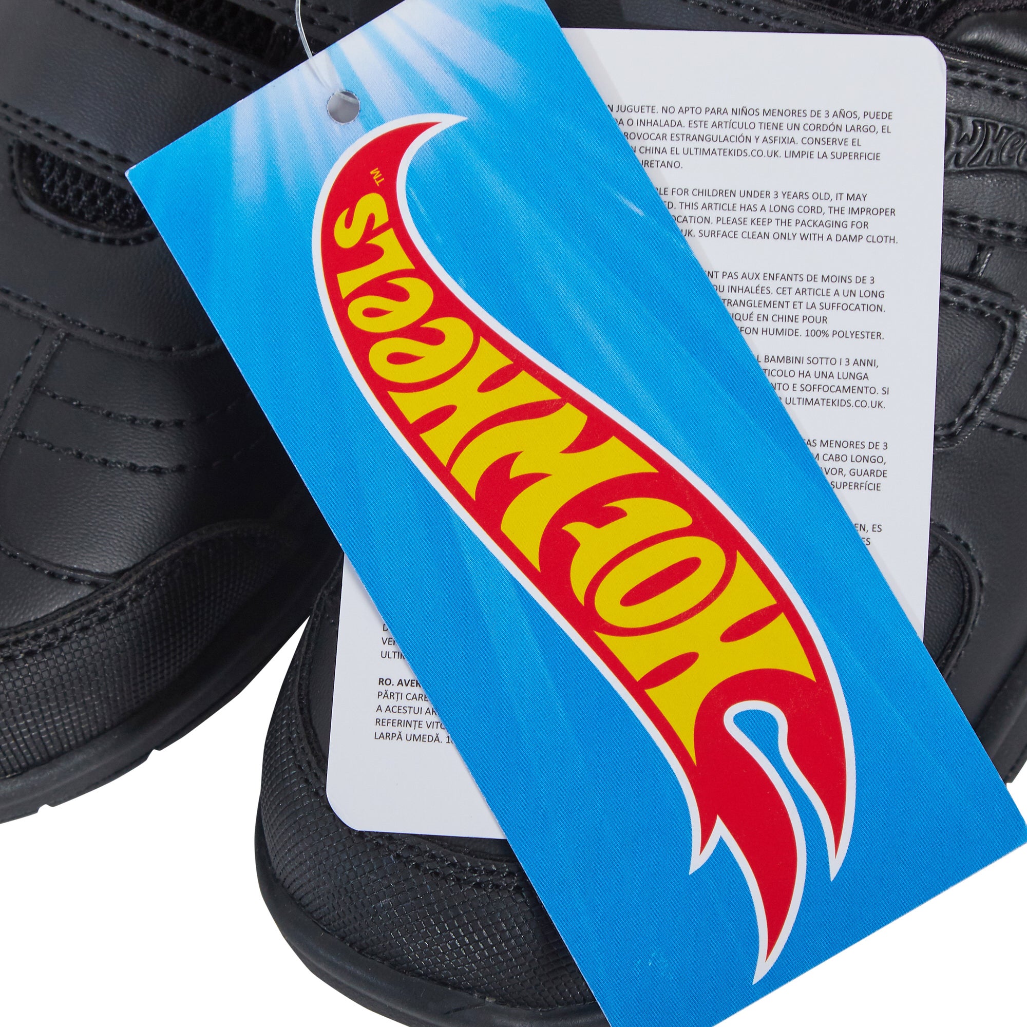 Hot Wheels Boys School Shoes Racing Car Black Shoe Easy Touch Fastening Trainers