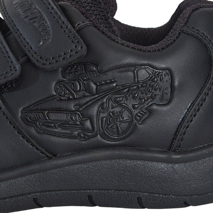 Hot Wheels Boys School Shoes Racing Car Black Shoe Easy Touch Fastening Trainers