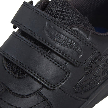 Hot Wheels Boys School Shoes Racing Car Black Shoe Easy Touch Fastening Trainers
