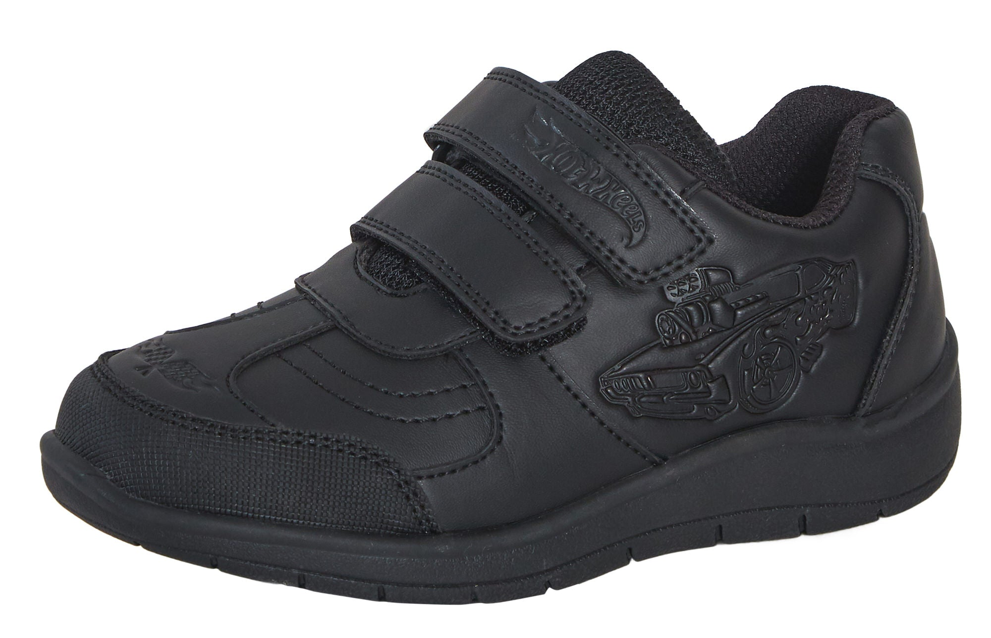 Hot Wheels Boys School Shoes Racing Car Black Shoe Easy Touch Fastening Trainers