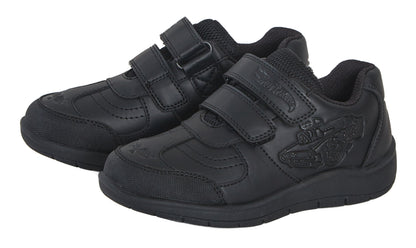 Hot Wheels Boys School Shoes Racing Car Black Shoe Easy Touch Fastening Trainers