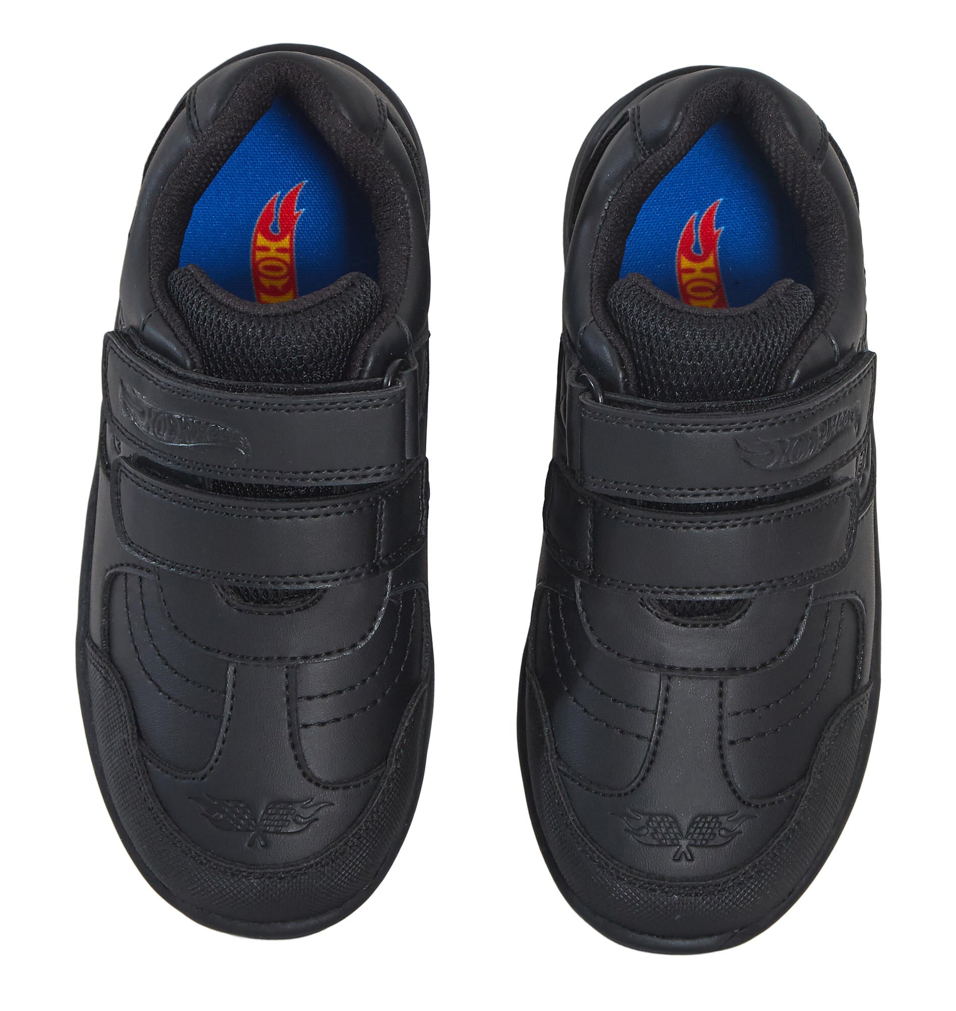 Hot Wheels Boys School Shoes Racing Car Black Shoe Easy Touch Fastening Trainers