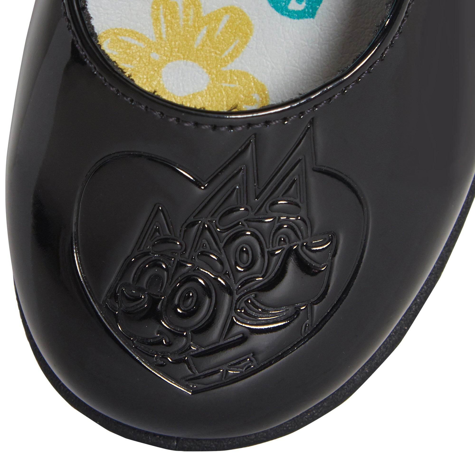 Girls Bluey School Shoes Bingo Easy Fasten Mary Jane Black Patent Party Shoes