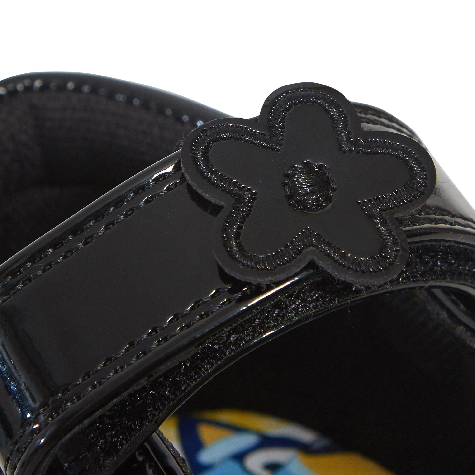 Girls Bluey School Shoes Bingo Easy Fasten Mary Jane Black Patent Party Shoes