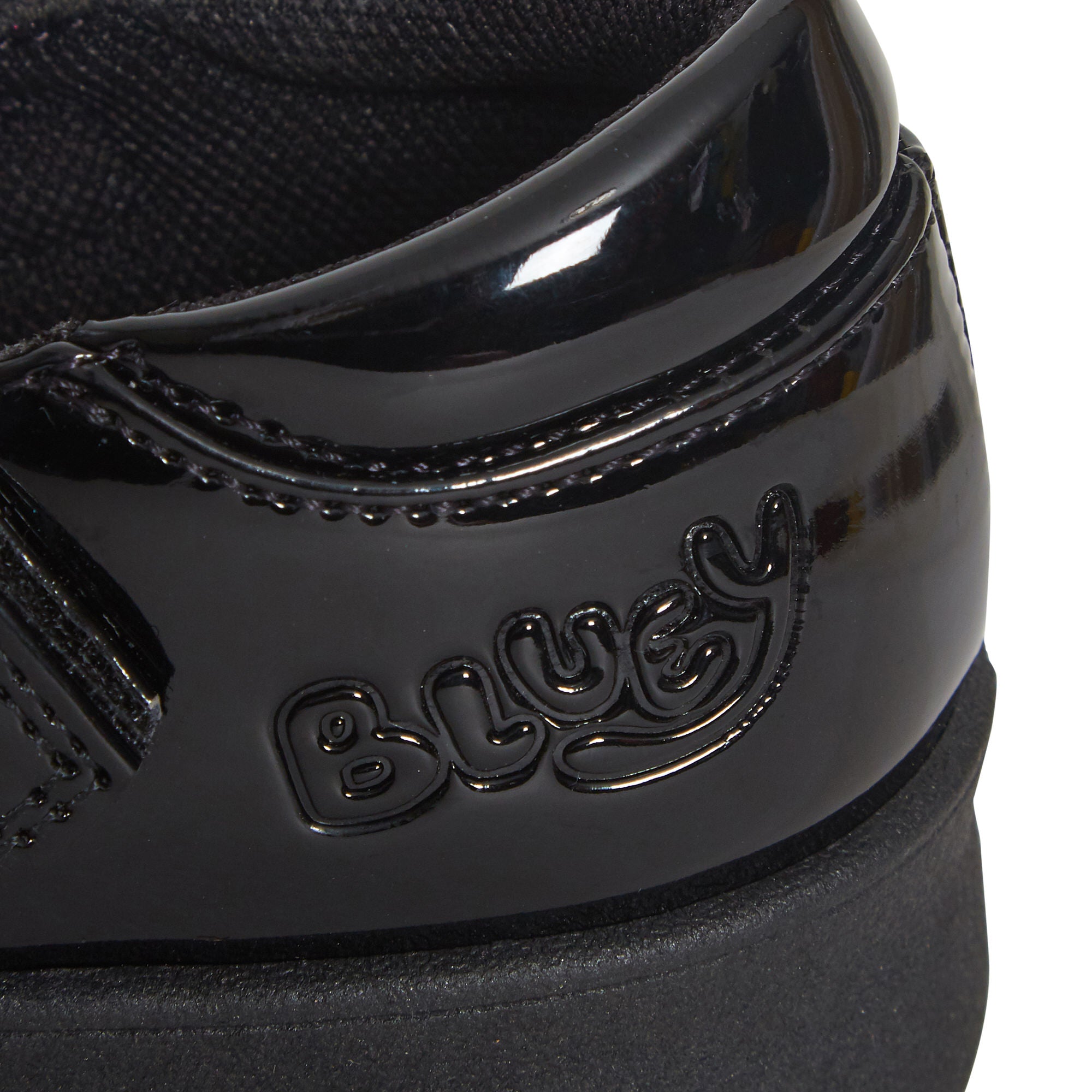 Girls Bluey School Shoes Bingo Easy Fasten Mary Jane Black Patent Party Shoes