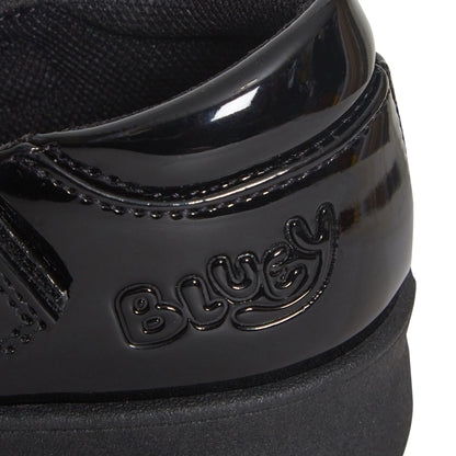 Girls Bluey School Shoes Bingo Easy Fasten Mary Jane Black Patent Party Shoes