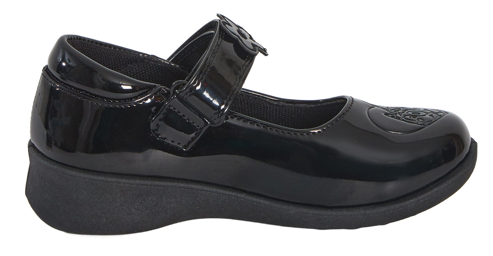 Girls Bluey School Shoes Bingo Easy Fasten Mary Jane Black Patent Party Shoes