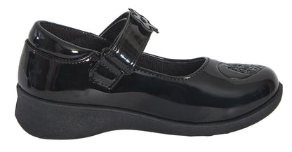 Girls Bluey School Shoes Bingo Easy Fasten Mary Jane Black Patent Party Shoes