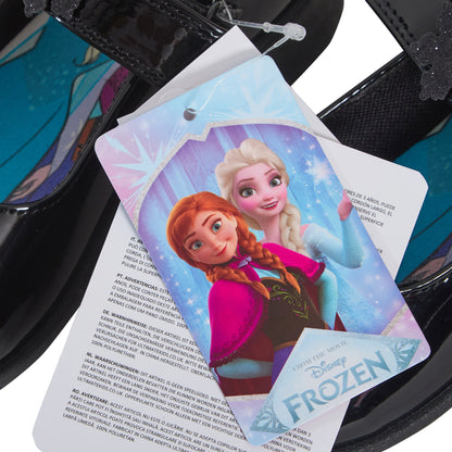 Girls Disney Frozen School Shoes Kids Black Patent Party Shoes Easy Fastening