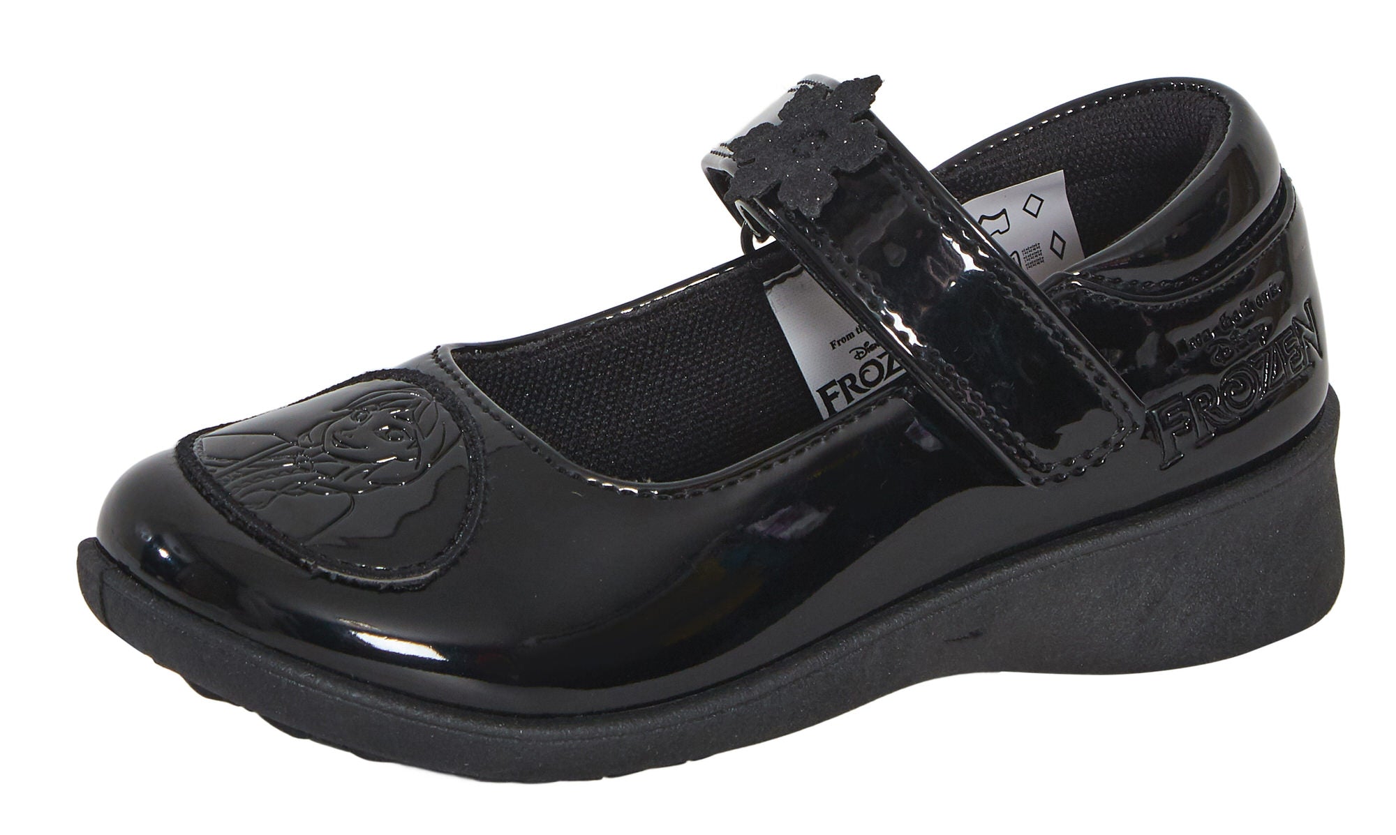 Girls Disney Frozen School Shoes Kids Black Patent Party Shoes Easy Fastening