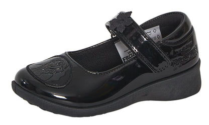 Girls Disney Frozen School Shoes Kids Black Patent Party Shoes Easy Fastening