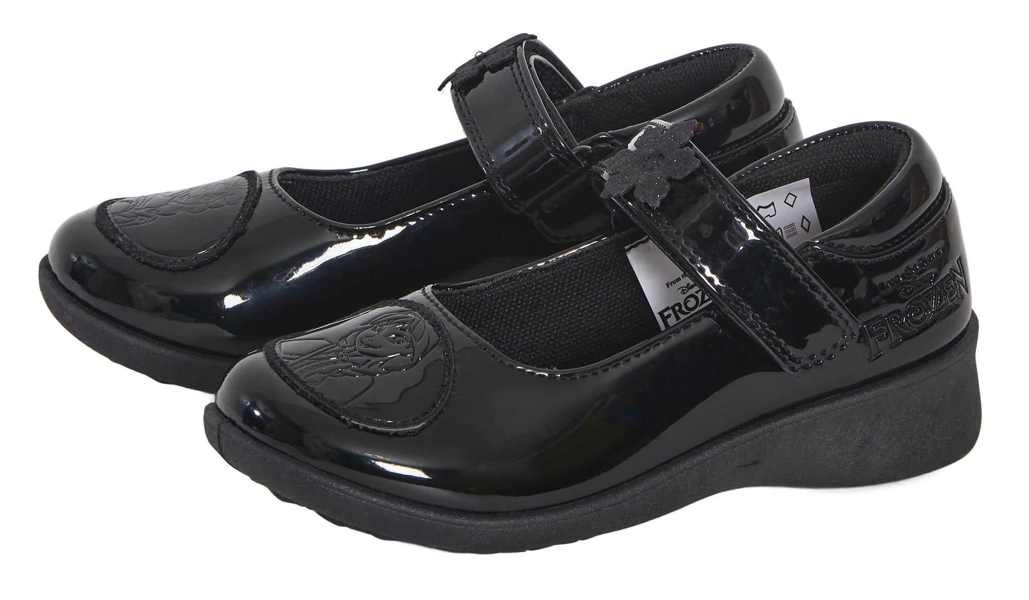 Girls Disney Frozen School Shoes Kids Black Patent Party Shoes Easy Fastening