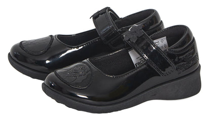 Girls Disney Frozen School Shoes Kids Black Patent Party Shoes Easy Fastening