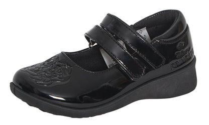 Girls Disney Princess School Shoes Kids Black Patent Party Shoes Easy Fastening
